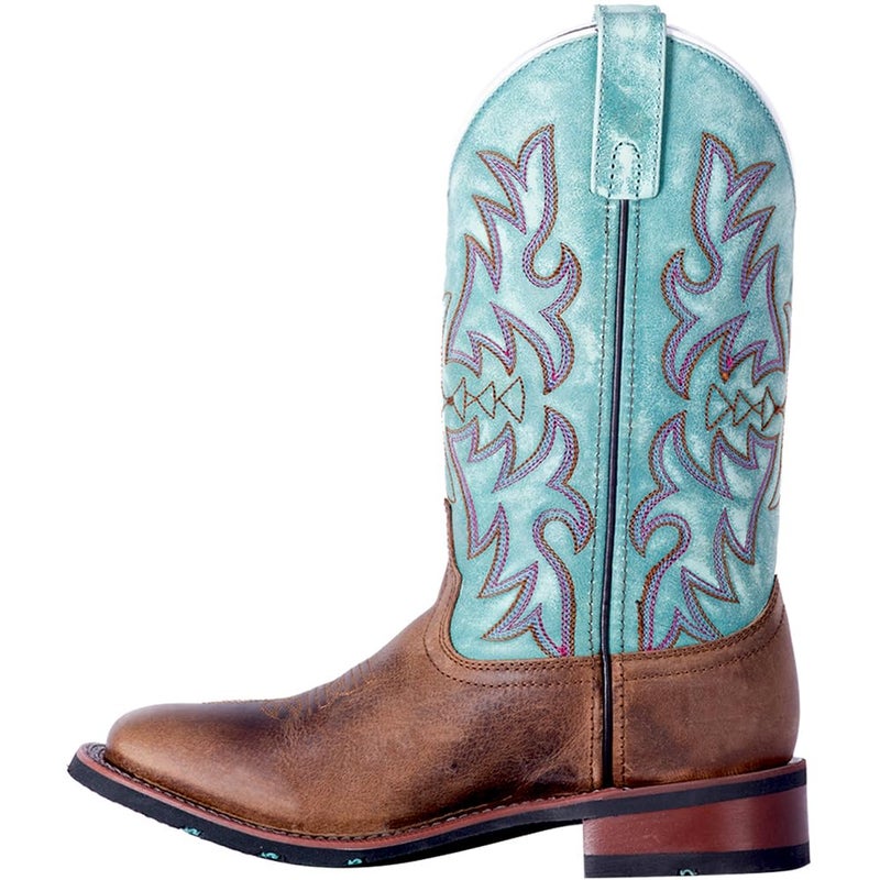 Laredo Womens Anita Embroidered Square Toe Casual Boots Mid Calf Low Heel 1-2" - Blue, Brown - Size 10 B - Image 4